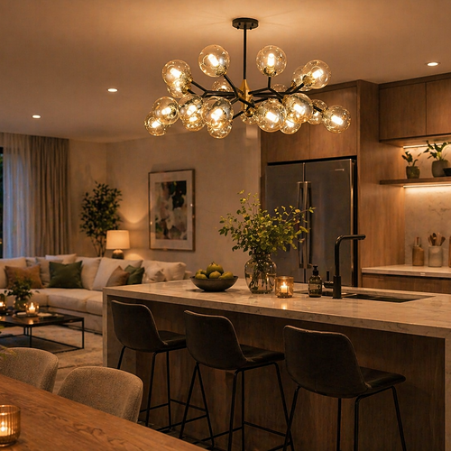 Virello Modern Pendant Ceiling Light with Smoked Glass