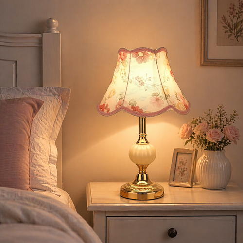 Floralis  Vintage-Inspired Table Lamp with Fabric Shade
